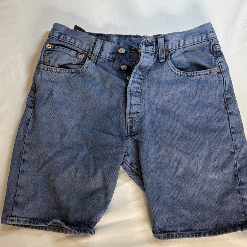 Levi's Blue Button-Fly Denim Shorts